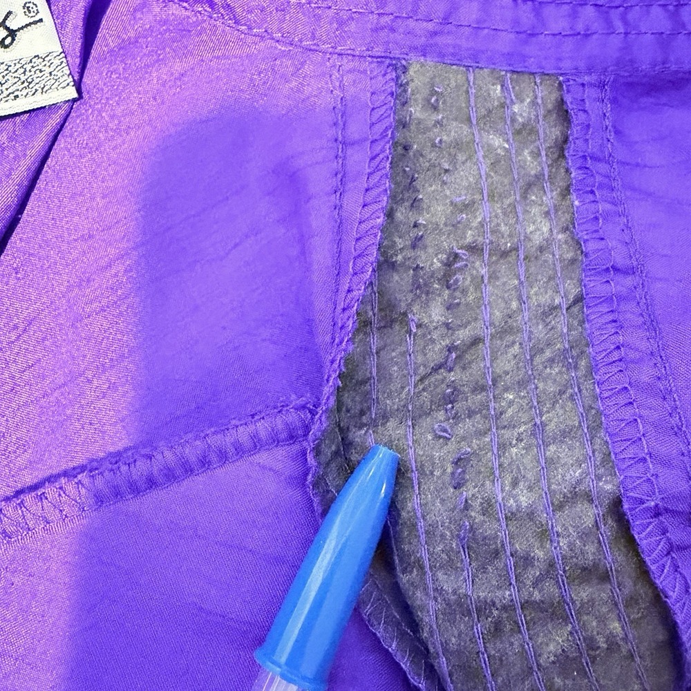 Vintage Joan Walters Woman's Nylon Button Up Jumpsuit Size 8 Purple 80's 90's - Picture 16 of 16